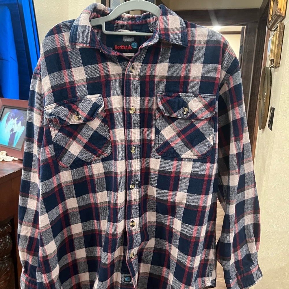 Men's “North Axis” Navy and Red Plaid Casual Shirt
